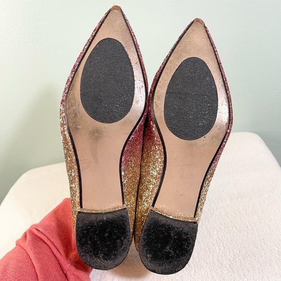 Shoedazzle Women's Avery Pointed Glitter Flat Pink Gold Ombre Loafers Size 6.5 - Picture 6 of 9